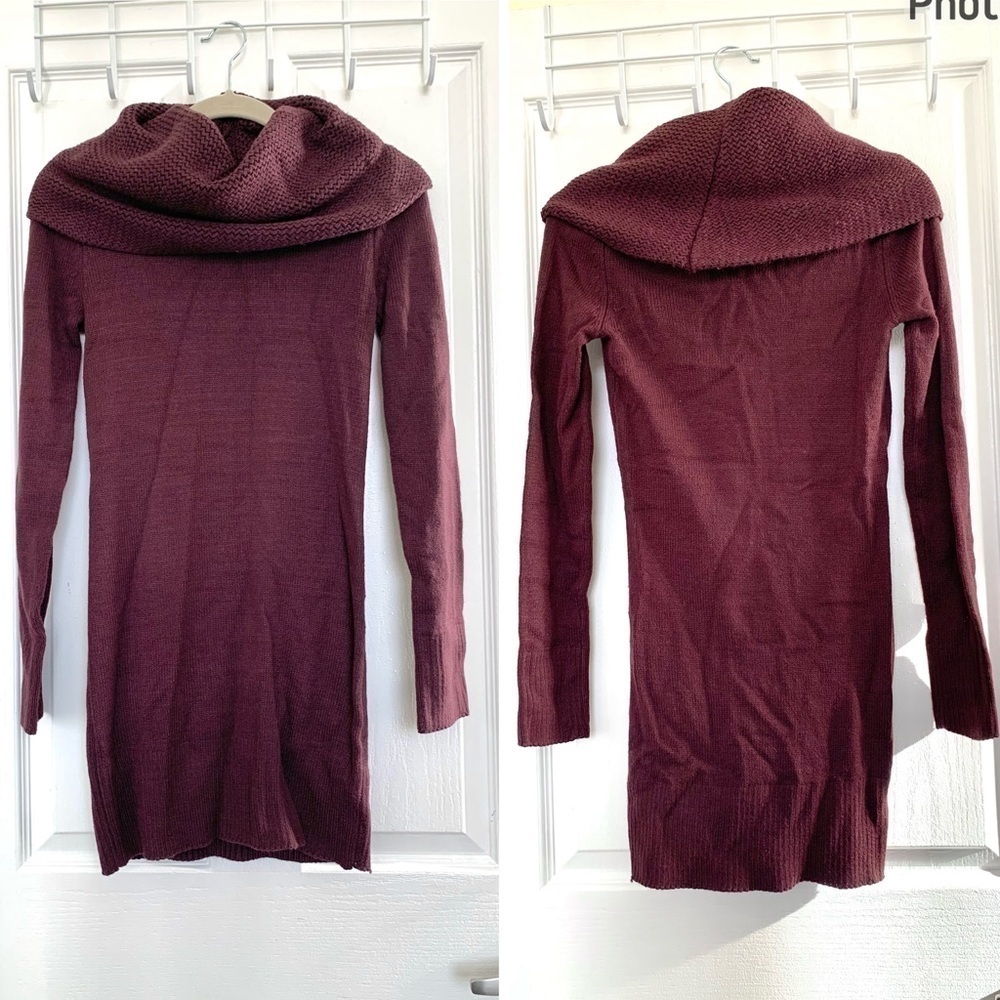 H&M cow neck sweater dress tunic off the shoulder knit sweater bohemian casual t
